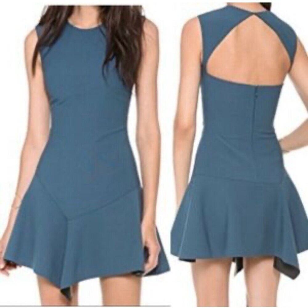 Elizabeth and James Marta Open Back Asymmetric Dress | Winter Blue | Sz 6​​